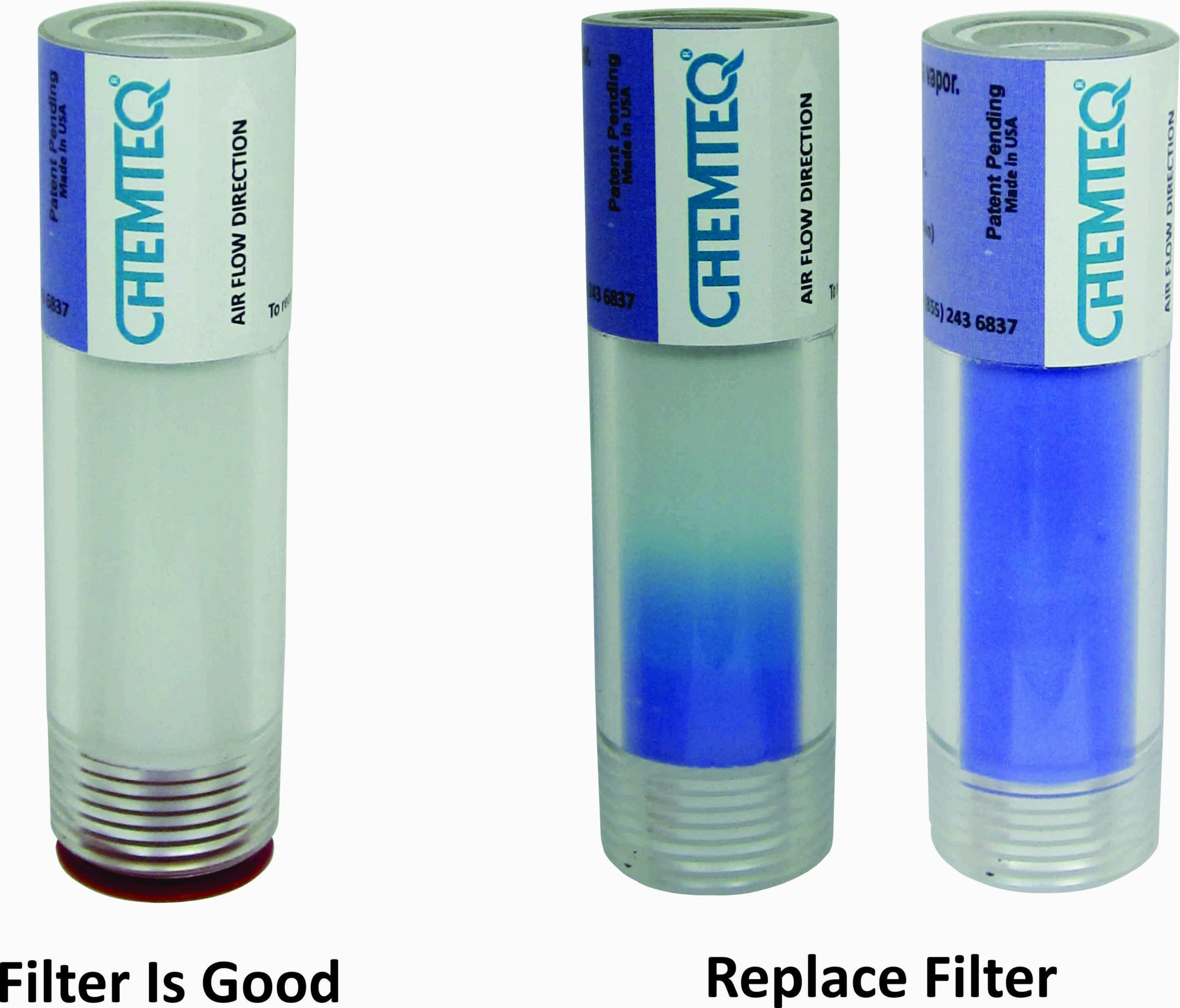 Ammonia vapor Breakthrough indicator. The indicator is reliable and cost effect means for protection from exposure to toxic ammonia.