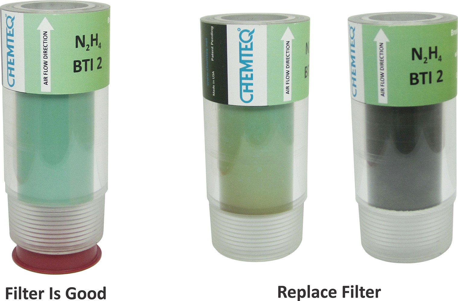 Hydrazines Breakthrough Indicator (BTI2). The indicators are reliable for protection from exposure to hydrazine MIL-87930 and H-70.