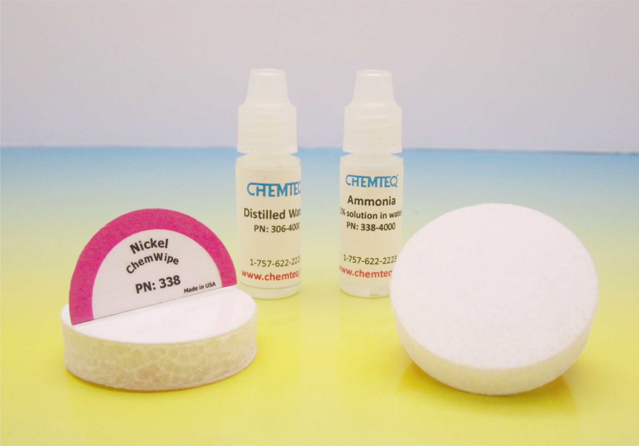 Nickel II Compounds ChemWipe is a surface wipe designed to provide real-time indication of the presence of trace Nickel II Compounds