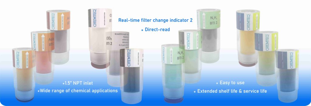 BTI2 - Filter Breakthrough Indicators 2 are saturation indicators for filters. They are reliable means for protection from exposure to toxic chemicals